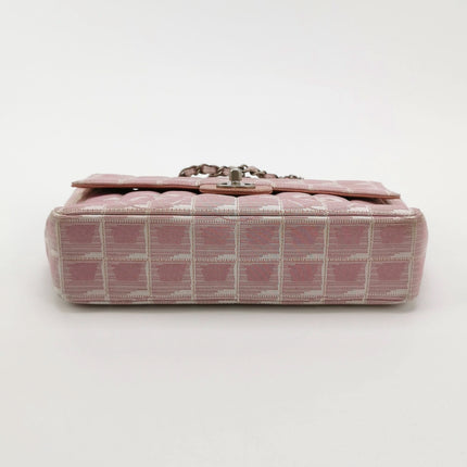 Chanel Pink Medium Canvas Ice Cube Classic Flap 2000-2002 Travel Line Shoulder Bag