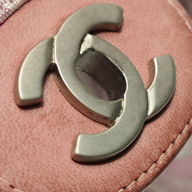 Chanel Pink Medium Canvas Ice Cube Classic Flap 2000-2002 Travel Line Shoulder Bag