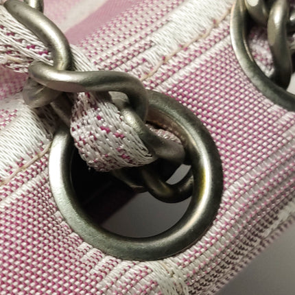 Chanel Pink Medium Canvas Ice Cube Classic Flap 2000-2002 Travel Line Shoulder Bag