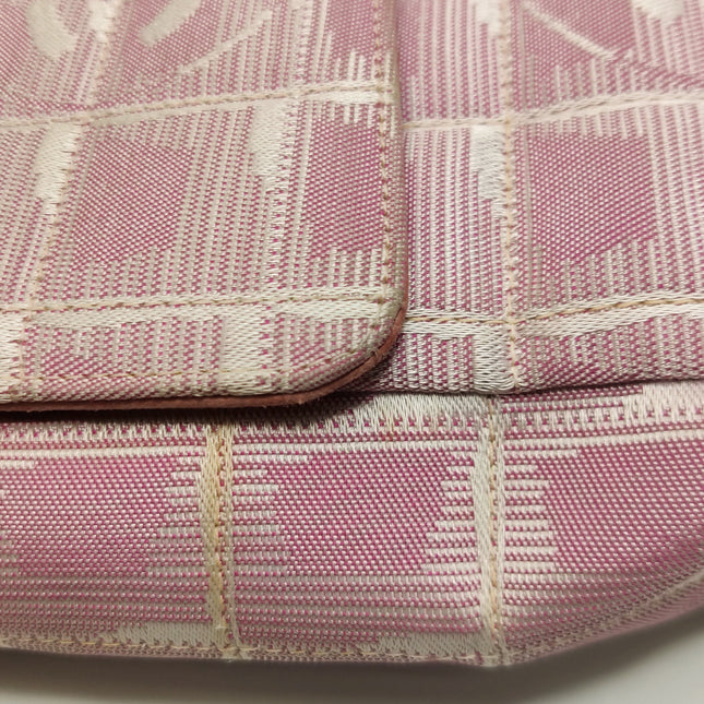 Chanel Pink Medium Canvas Ice Cube Classic Flap 2000-2002 Travel Line Shoulder Bag