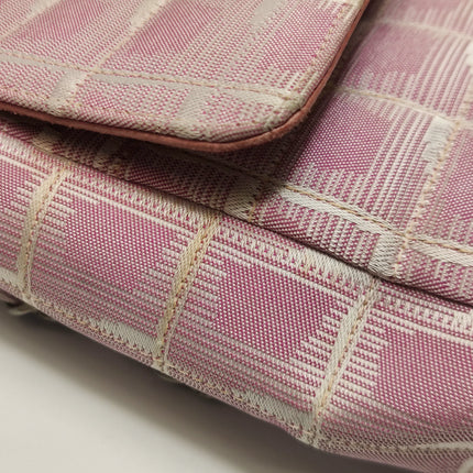 Chanel Pink Medium Canvas Ice Cube Classic Flap 2000-2002 Travel Line Shoulder Bag