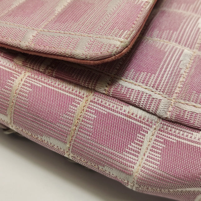 Chanel Pink Medium Canvas Ice Cube Classic Flap 2000-2002 Travel Line Shoulder Bag