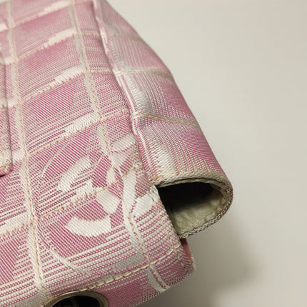 Chanel Pink Medium Canvas Ice Cube Classic Flap 2000-2002 Travel Line Shoulder Bag