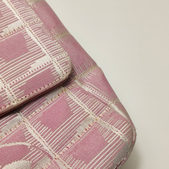 Chanel Pink Medium Canvas Ice Cube Classic Flap 2000-2002 Travel Line Shoulder Bag