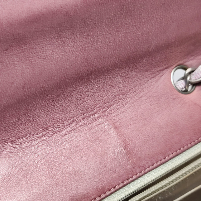 Chanel Pink Medium Canvas Ice Cube Classic Flap 2000-2002 Travel Line Shoulder Bag