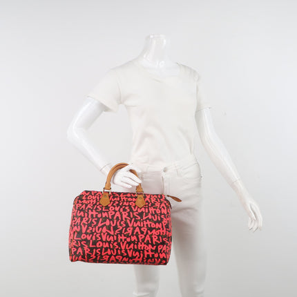 Louis Vuitton Speedy 30 Red Graffiti Handbag