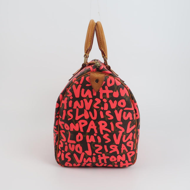 Louis Vuitton Speedy 30 Red Graffiti Handbag