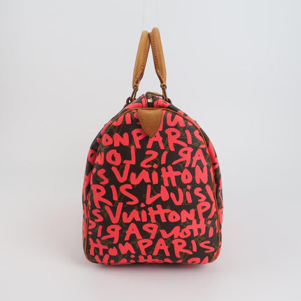 Louis Vuitton Speedy 30 Red Graffiti Handbag