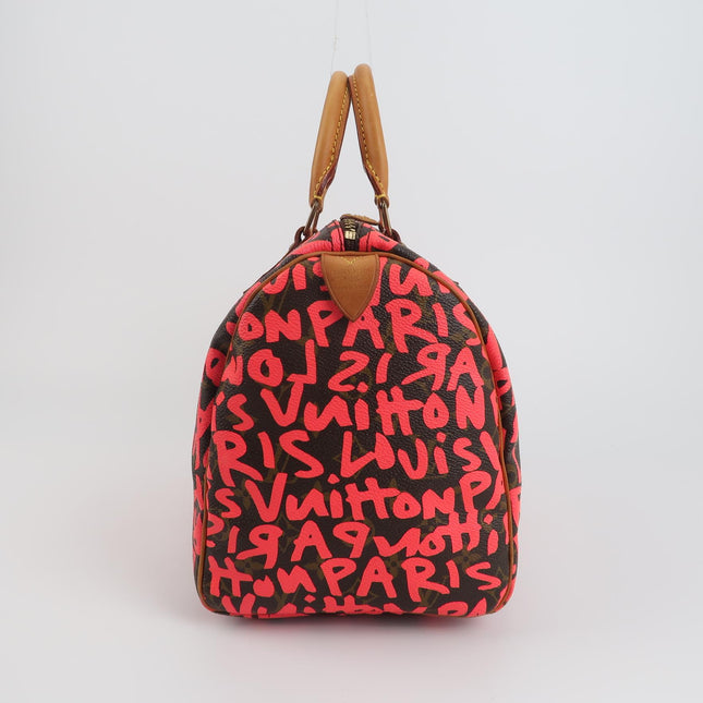 Louis Vuitton Speedy 30 Red Graffiti Handbag
