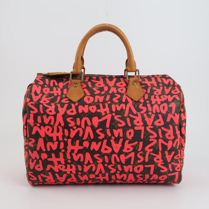 Louis Vuitton Speedy 30 Red Graffiti Handbag