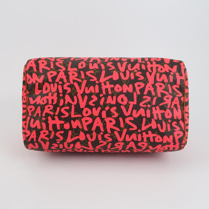 Louis Vuitton Speedy 30 Red Graffiti Handbag