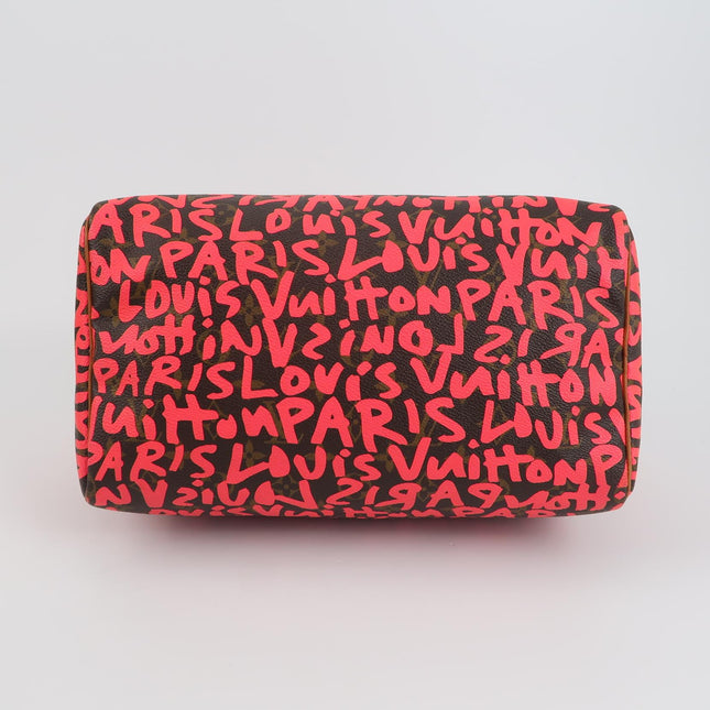 Louis Vuitton Speedy 30 Red Graffiti Handbag