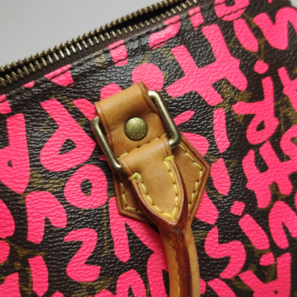 Louis Vuitton Speedy 30 Red Graffiti Handbag