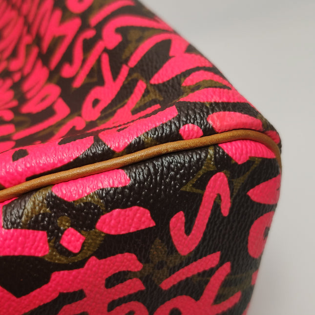 Louis Vuitton Speedy 30 Red Graffiti Handbag