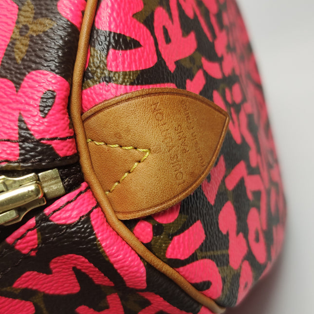 Louis Vuitton Speedy 30 Red Graffiti Handbag