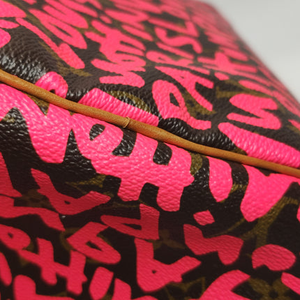 Louis Vuitton Speedy 30 Red Graffiti Handbag