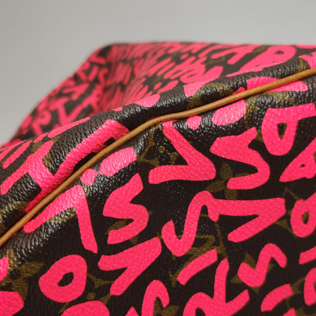 Louis Vuitton Speedy 30 Red Graffiti Handbag