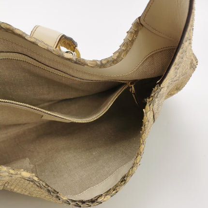 Gucci Jackie Vintage Beige Snake-skin Leather Gold Hardware