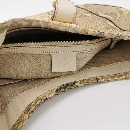 Gucci Jackie Vintage Beige Snake-skin Leather Gold Hardware