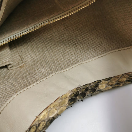Gucci Jackie Vintage Beige Snake-skin Leather Gold Hardware