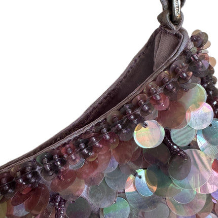 RARE Prada Vintage Cleo Purple Silk and Sequins Evening Handbag