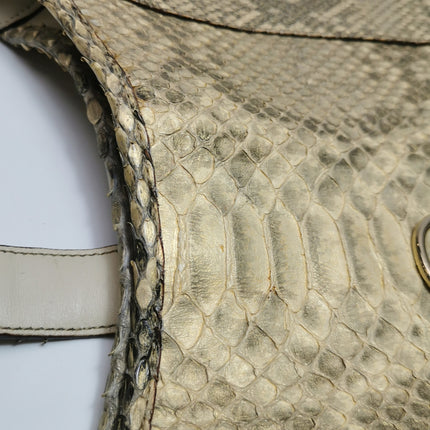 Gucci Jackie Vintage Beige Snake-skin Leather Gold Hardware