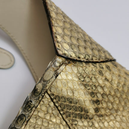 Gucci Jackie Vintage Beige Snake-skin Leather Gold Hardware