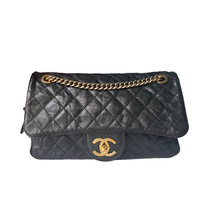 Sold Chanel Shiva Flap Bag Distressed Black Caviar with Gold Chain-Luxbags