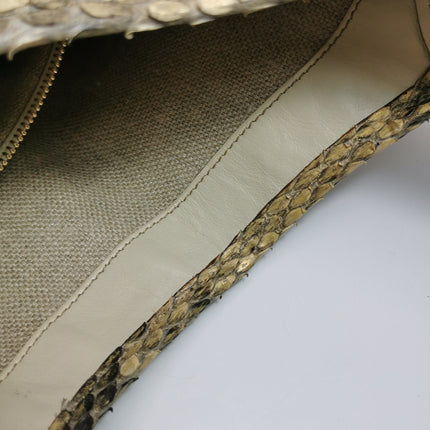 Gucci Jackie Vintage Beige Snake-skin Leather Gold Hardware