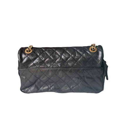 Sold Chanel Shiva Flap Bag Distressed Black Caviar with Gold Chain