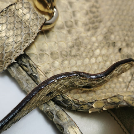 Gucci Jackie Vintage Beige Snake-skin Leather Gold Hardware