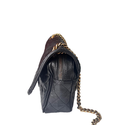 Sold Chanel Shiva Flap Bag Distressed Black Caviar with Gold Chain