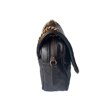 Sold Chanel Shiva Flap Bag Distressed Black Caviar with Gold Chain