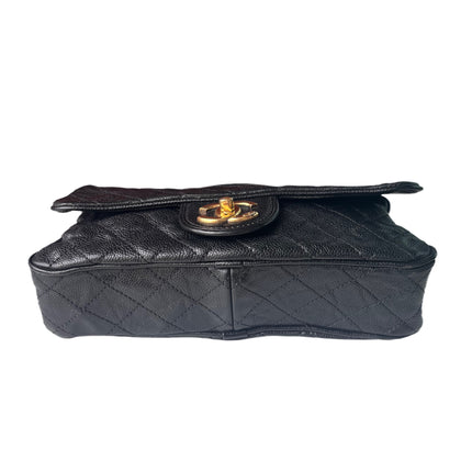 Sold Chanel Shiva Flap Bag Distressed Black Caviar with Gold Chain