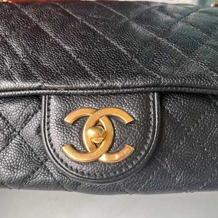 Sold Chanel Shiva Flap Bag Distressed Black Caviar with Gold Chain