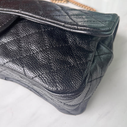 Sold Chanel Shiva Flap Bag Distressed Black Caviar with Gold Chain