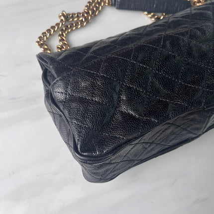 Sold Chanel Shiva Flap Bag Distressed Black Caviar with Gold Chain