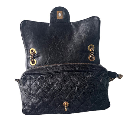 Sold Chanel Shiva Flap Bag Distressed Black Caviar with Gold Chain