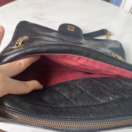 Sold Chanel Shiva Flap Bag Distressed Black Caviar with Gold Chain