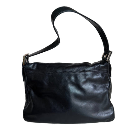 Fendi Mamma Baguette Black Lambskin Leather Green Enamel Buckle