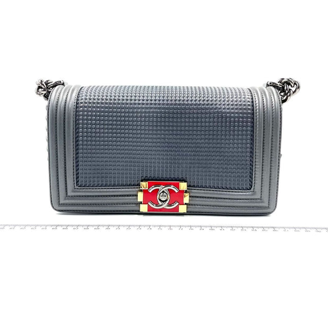 Sold CHANEL Dark Grey/Silver Boy Bag Cruise Collection 2014 SHOULDER BAGS-Luxbags