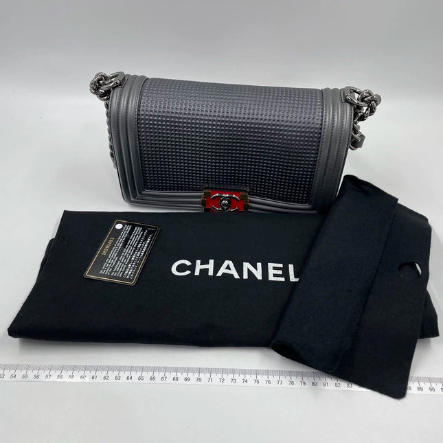 Sold CHANEL Dark Grey/Silver Boy Bag Cruise Collection 2014 SHOULDER BAGS