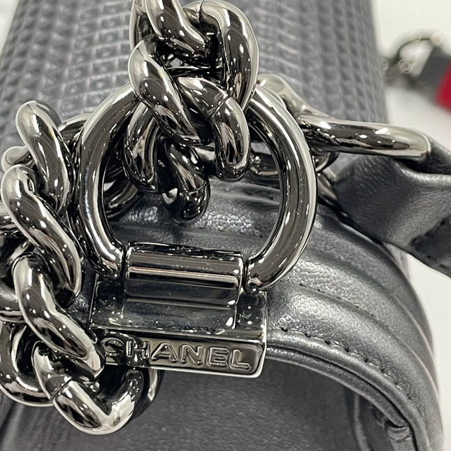 Sold CHANEL Dark Grey/Silver Boy Bag Cruise Collection 2014 SHOULDER BAGS