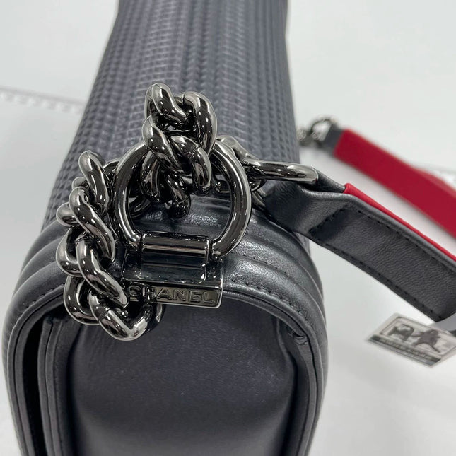 Sold CHANEL Dark Grey/Silver Boy Bag Cruise Collection 2014 SHOULDER BAGS