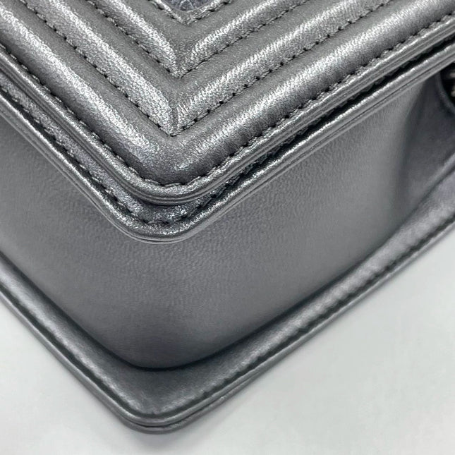 Sold CHANEL Dark Grey/Silver Boy Bag Cruise Collection 2014 SHOULDER BAGS