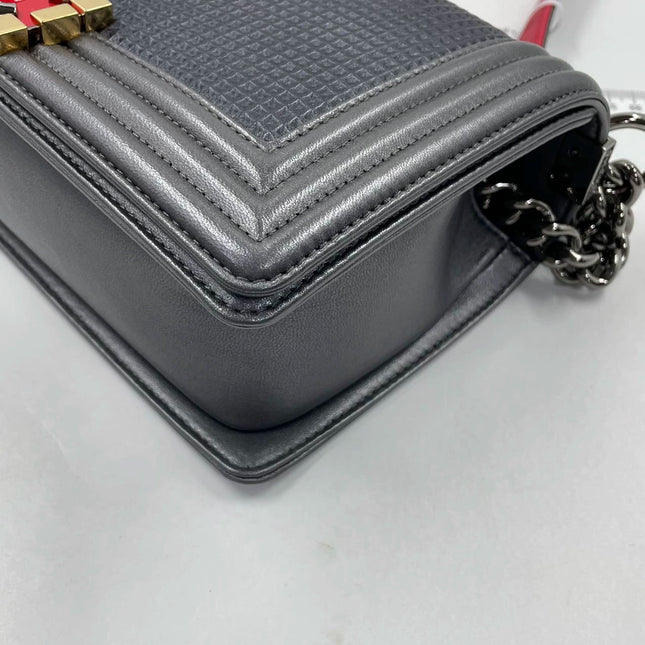 Sold CHANEL Dark Grey/Silver Boy Bag Cruise Collection 2014 SHOULDER BAGS