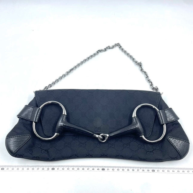 Gucci Horsebit 1955 Cloth Black Monogram Shoulder bag-Luxbags