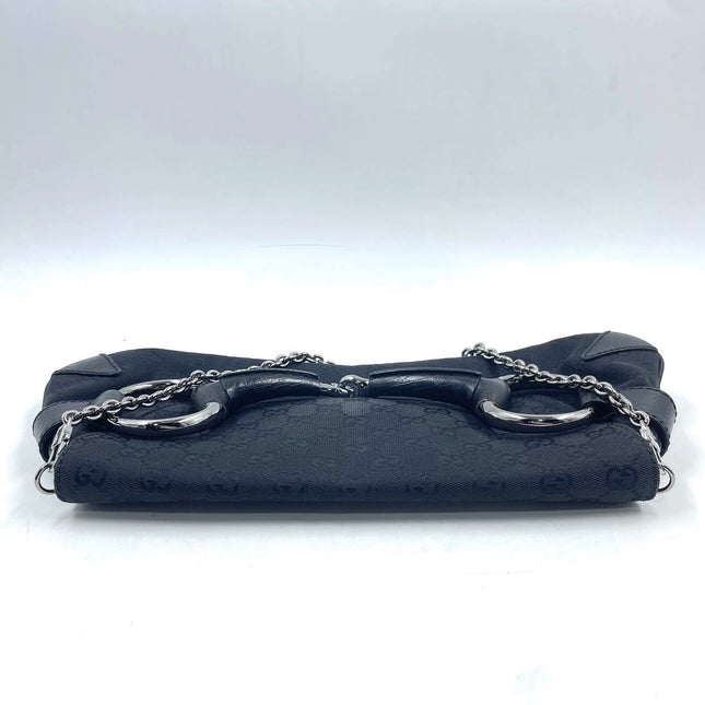 Sold Gucci Horsebit 1955 Cloth Black Monogram Shoulder bag