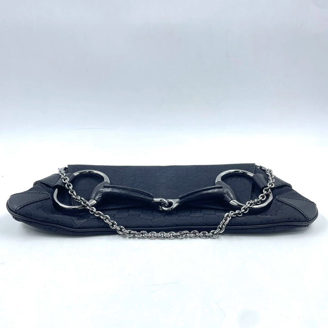 Sold Gucci Horsebit 1955 Cloth Black Monogram Shoulder bag