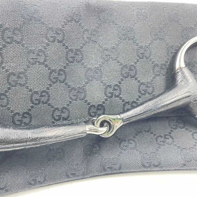 Sold Gucci Horsebit 1955 Cloth Black Monogram Shoulder bag